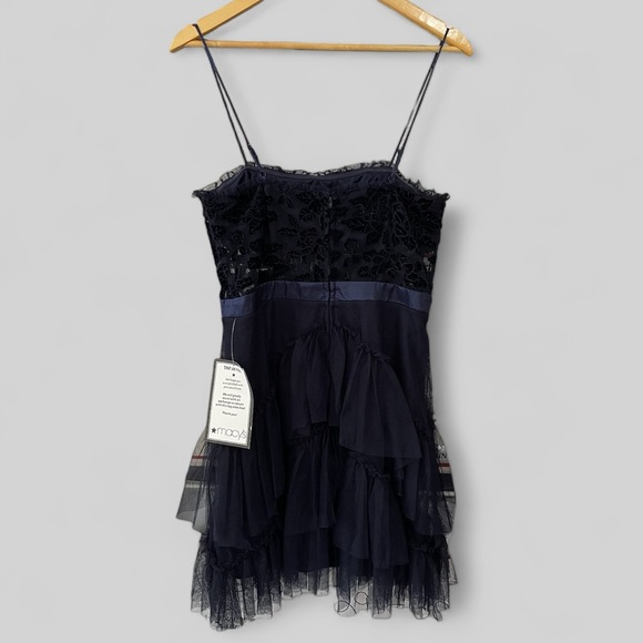 City Studio Womens Velvet/Ruffle Mini Dress Size 11 (Juniors) Navy Whimsy Goth - Picture 3 of 10